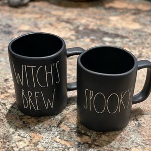 Rae Dunn “Whitchs Brew” and “ Spooky” all black mug set